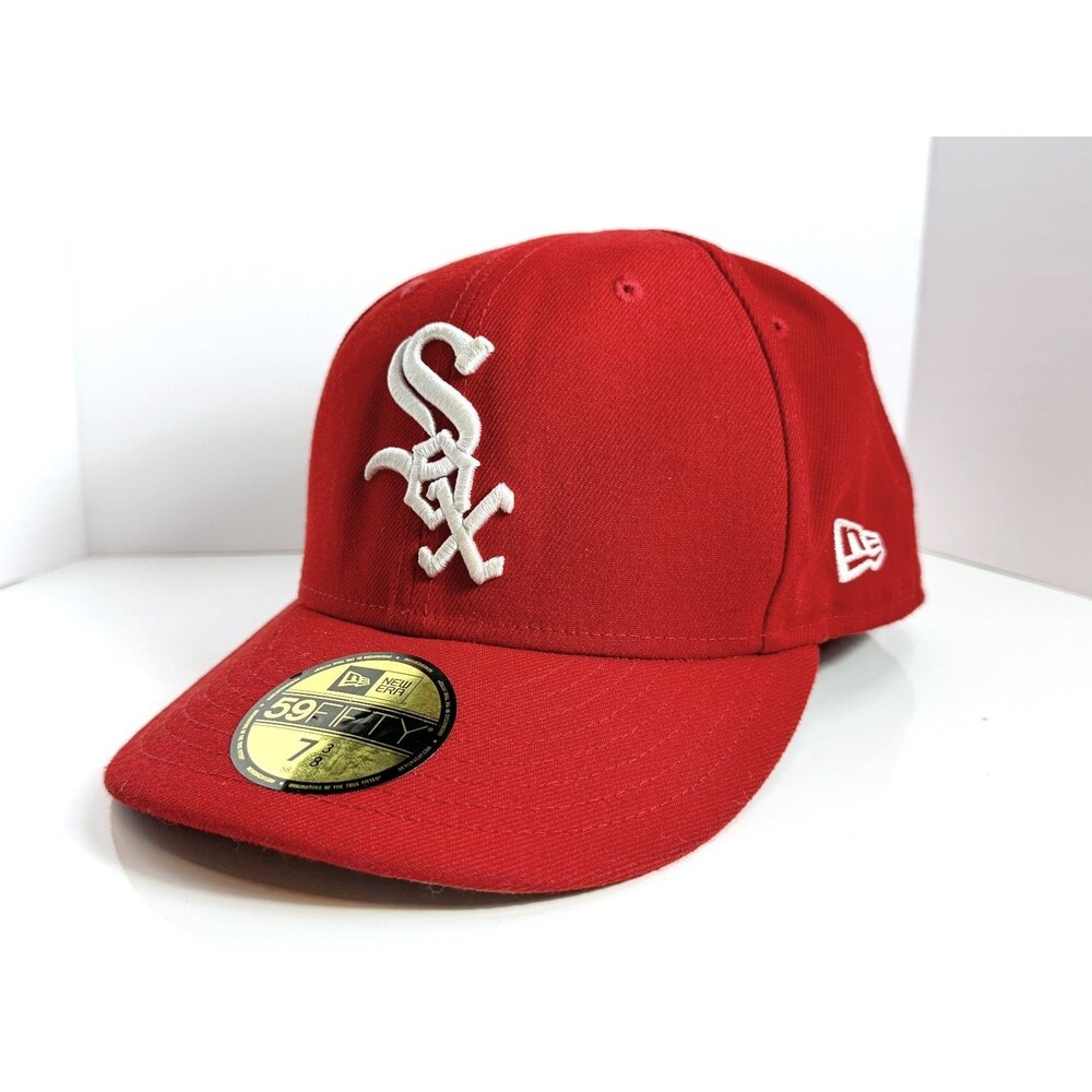 Chicago White Sox Hat New Era 59FIFTY Men's 7 3/8 Red Grim Reaper Patch